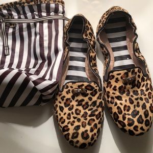 Henri Bendel Leopard Print calf hair flats